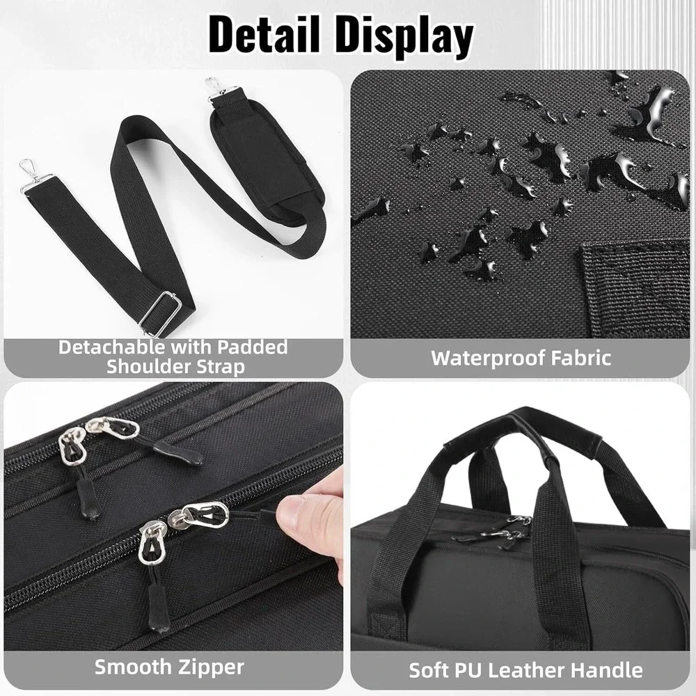 Trapper‎ Keeper 3 Ring Zipper Binder Waterproof with Soft Detachable Strap Black